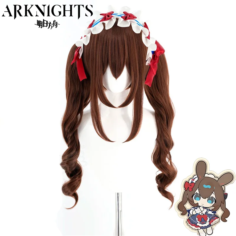 

Парик для косплея Game Arknights Amiya, длинные коричневые волосы с двойными хвостиками для женщин, термостойкий синтетический парик для Хэллоуина, реквизит для вечеринок