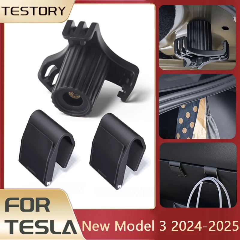 Trunk Hook for Tesla Model 3 2024-2025 Highland Accessories Glove Box Hidden Hook Foldable Clip for Tesla Model 3 2024-2025