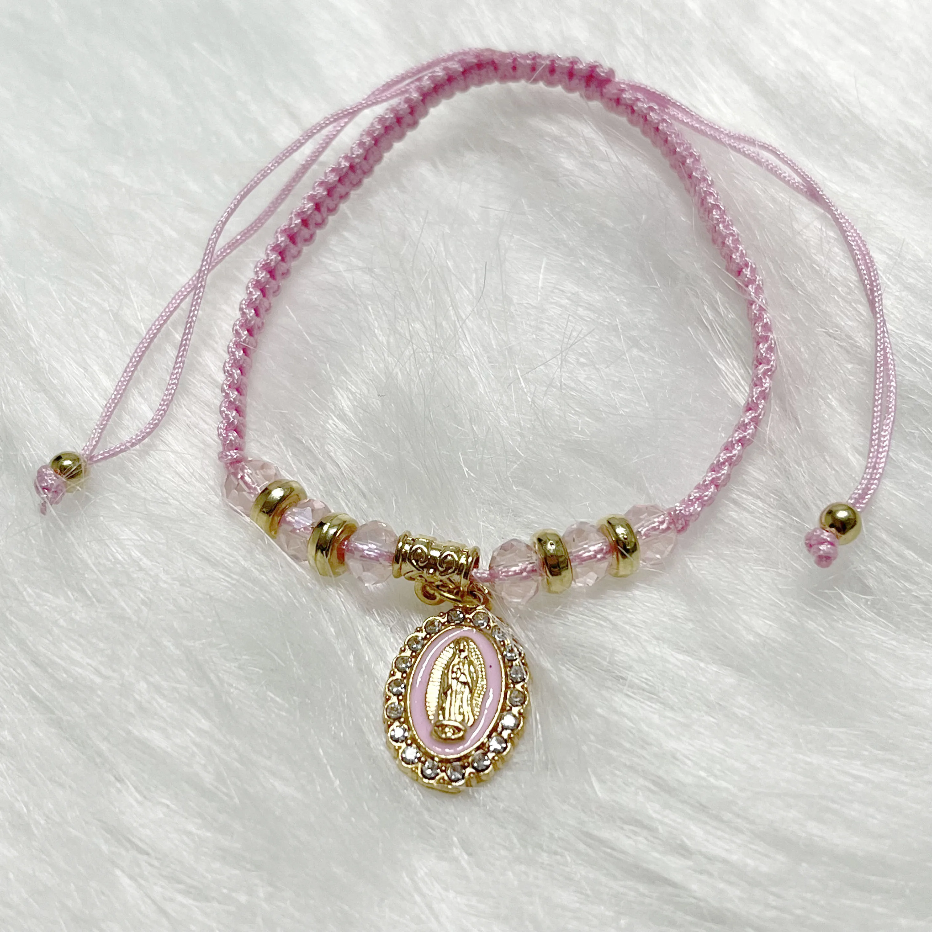 12 pcs our Lady of Guadalupe Virgin Knotted Adjustable Women\'s Bracelet Religious Available in a variety of colors tochoose from