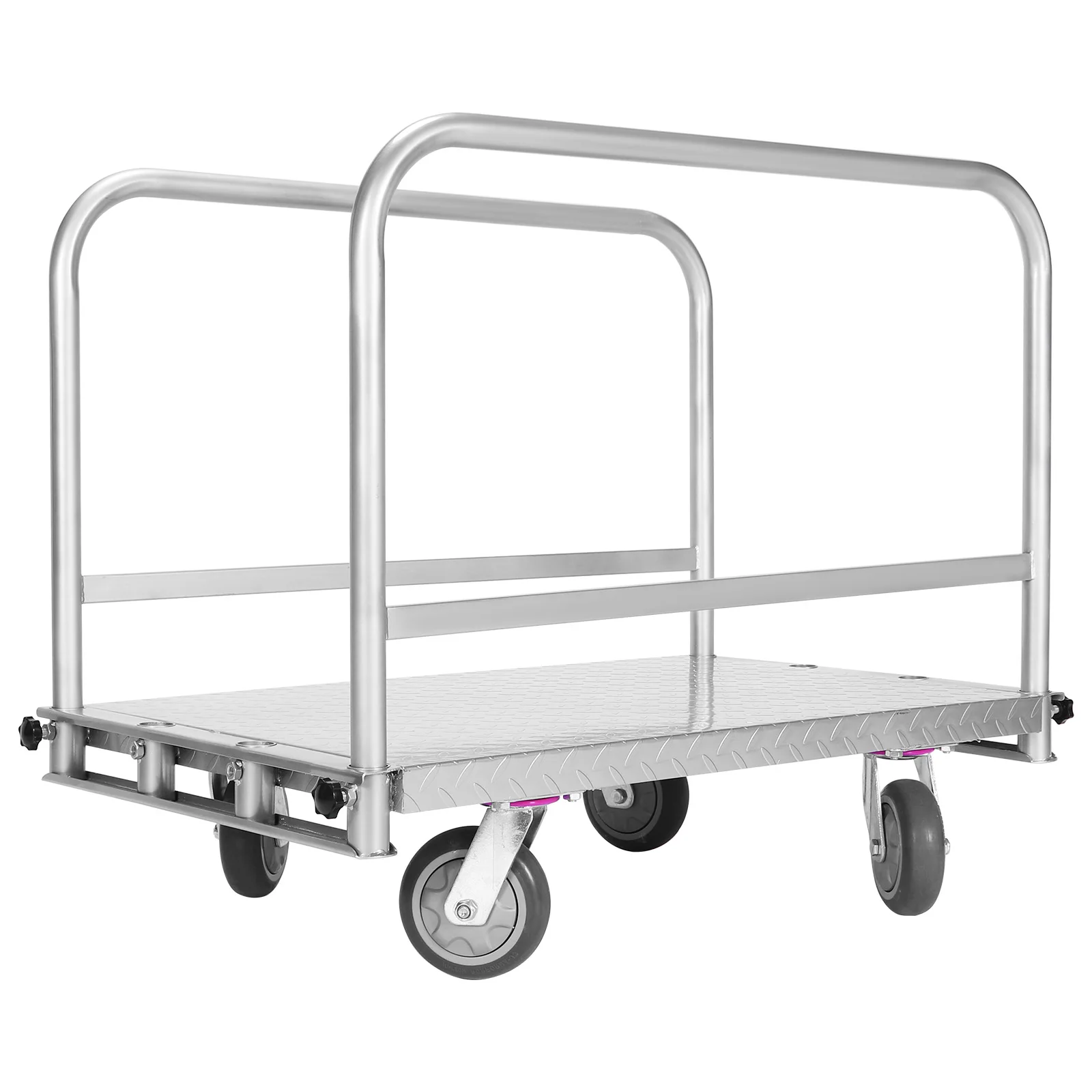 

Steel Panel Truck Cart 4 Swivel Casters Drywall Cart with 2500lbs Capacity 36x24inch Steel Board with 3 Side Handrails