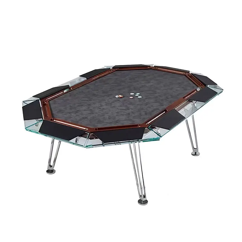 Light luxury tempered glass card table, high-end clubhouse club chip table, multi-player entertainment chess and card table