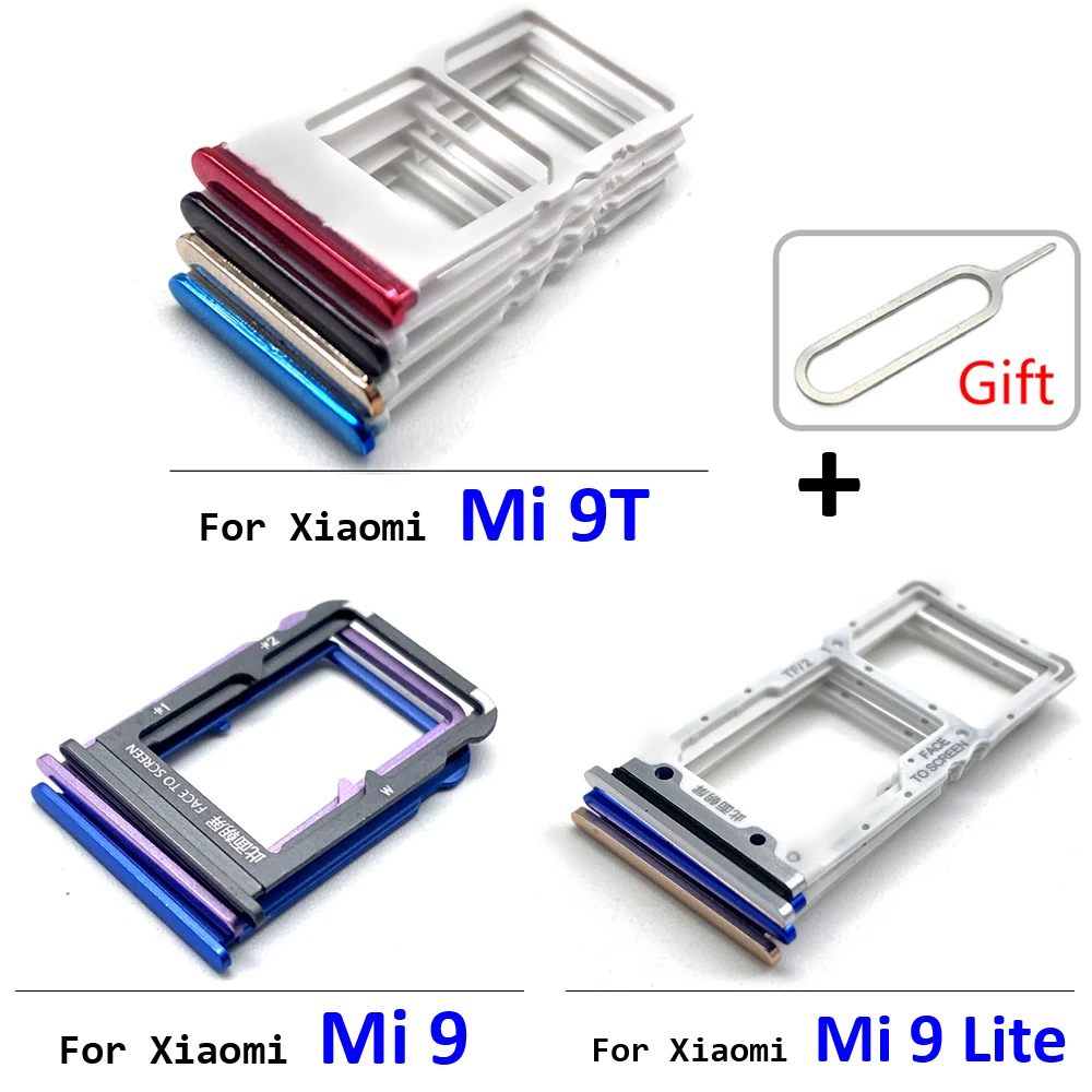 

NEW Replacement SIM Card Chip Slot Drawer SD Card Tray Holder Adapter Accessories For Xiaomi Mi 9T Mi 9 Mi 9 Lite + Pin