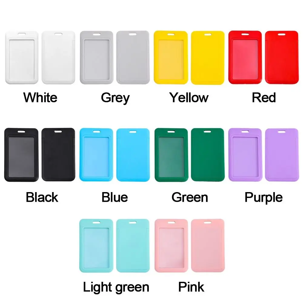 Solid Color Sliding Card Cover ID Name Badge Holder Pass Bus Work Card Cover Chest Pocket Students Plastic Card Holder Badge