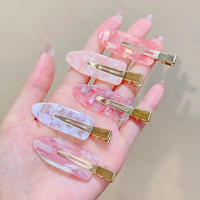 1/2pcs Simple Sakura Pink Seamless Hair Clip Women Acetate Sheet No Bend Bangs Clip Duckbill Clip Hairpins Hair Styling Tool