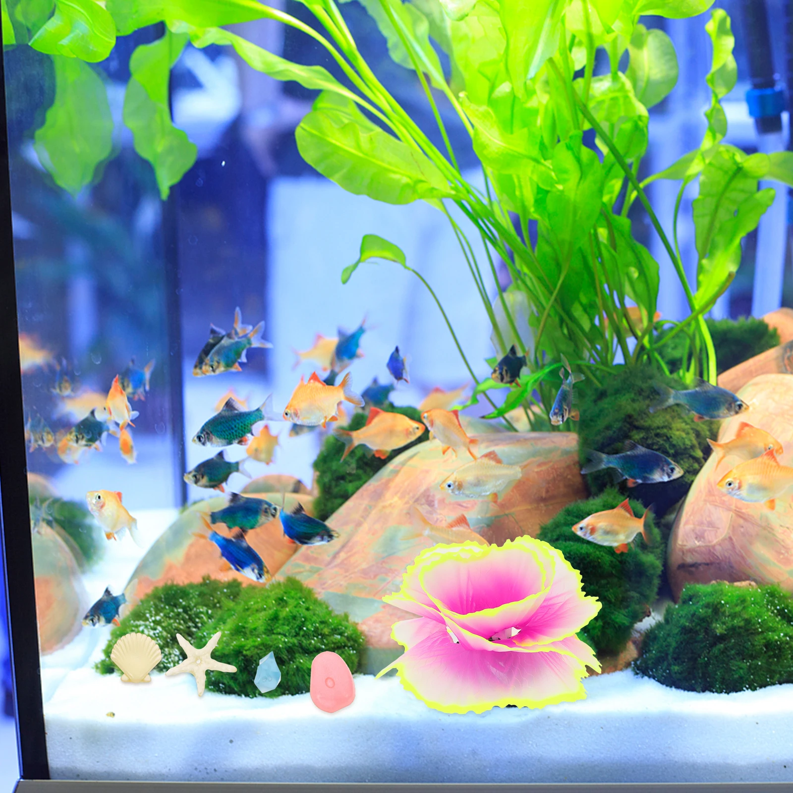 

Glowing Coral Decor Aquarium Fish Tank L scape Home Office Decor Premium Resin Plastic Safe Realistic Craft Pet Supplies