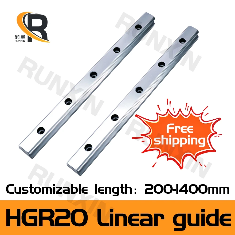 

RXTNC free shipping 2pc HGR20 L200-1400mm Square Linear Guide Rail for HIWIN Slide Block Carriages CNC Engraving