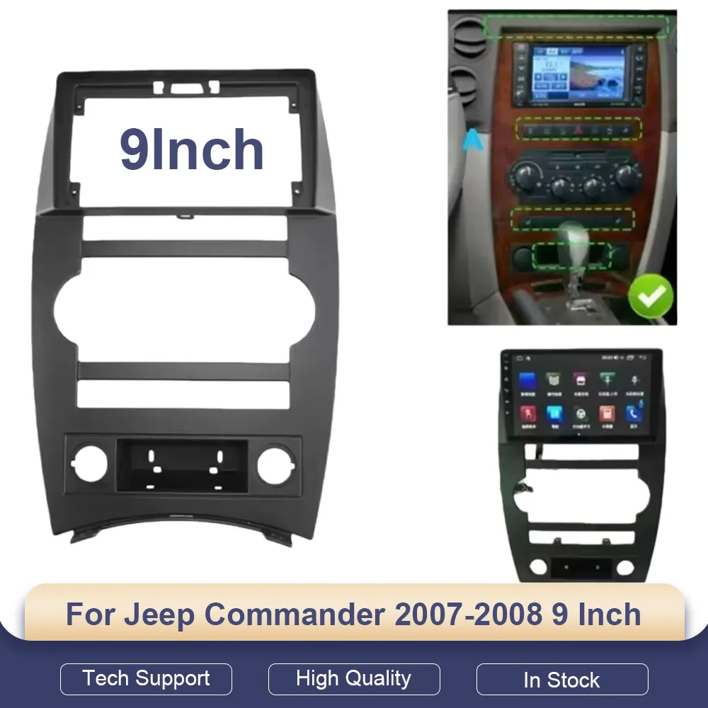 

For Jeep Commander 2007-2008 9 Inch Car Radio Fascia Frame Dash Kit Console Bezel