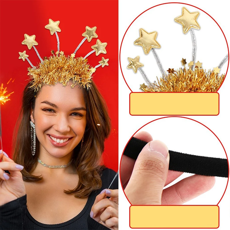 New Year\'s Headband Gold And Silver Color 2025 Christmas Party Accessories