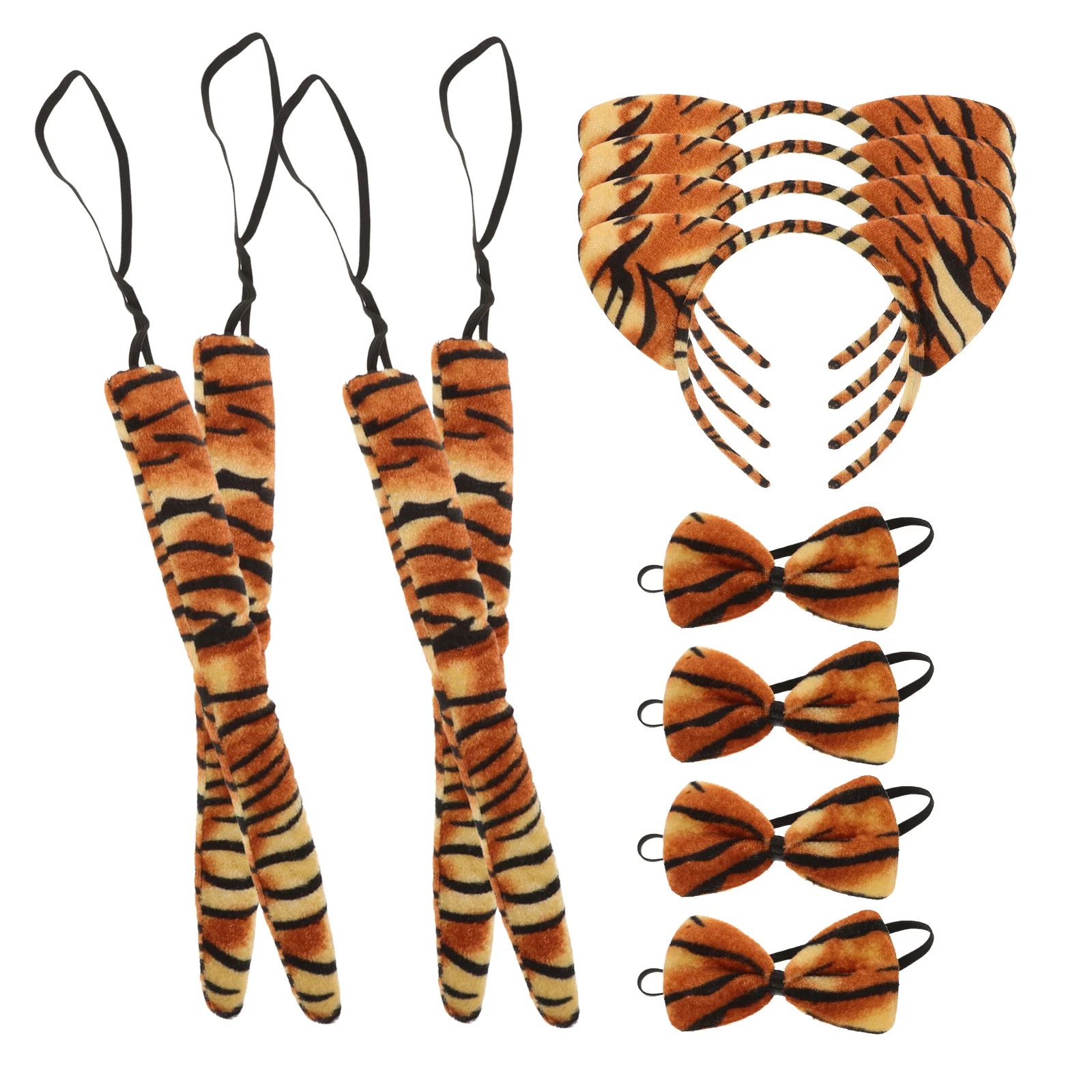 4 Sets Tier Ohr Stirnband Tiger Schwanz Leistung Werkzeug Kostüm Haar Hoops Fliege Prop Cosplay Schöne Männer Frauen