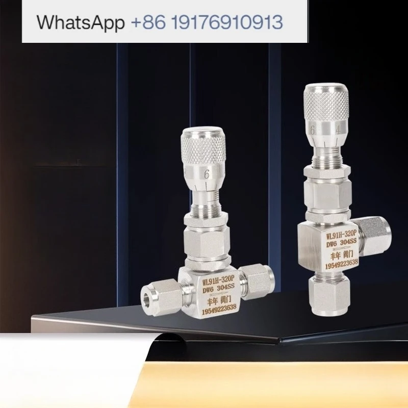 304 stainless steel ferrule type micro control valve, angle scale flow needle type, metering fine adjustment valve