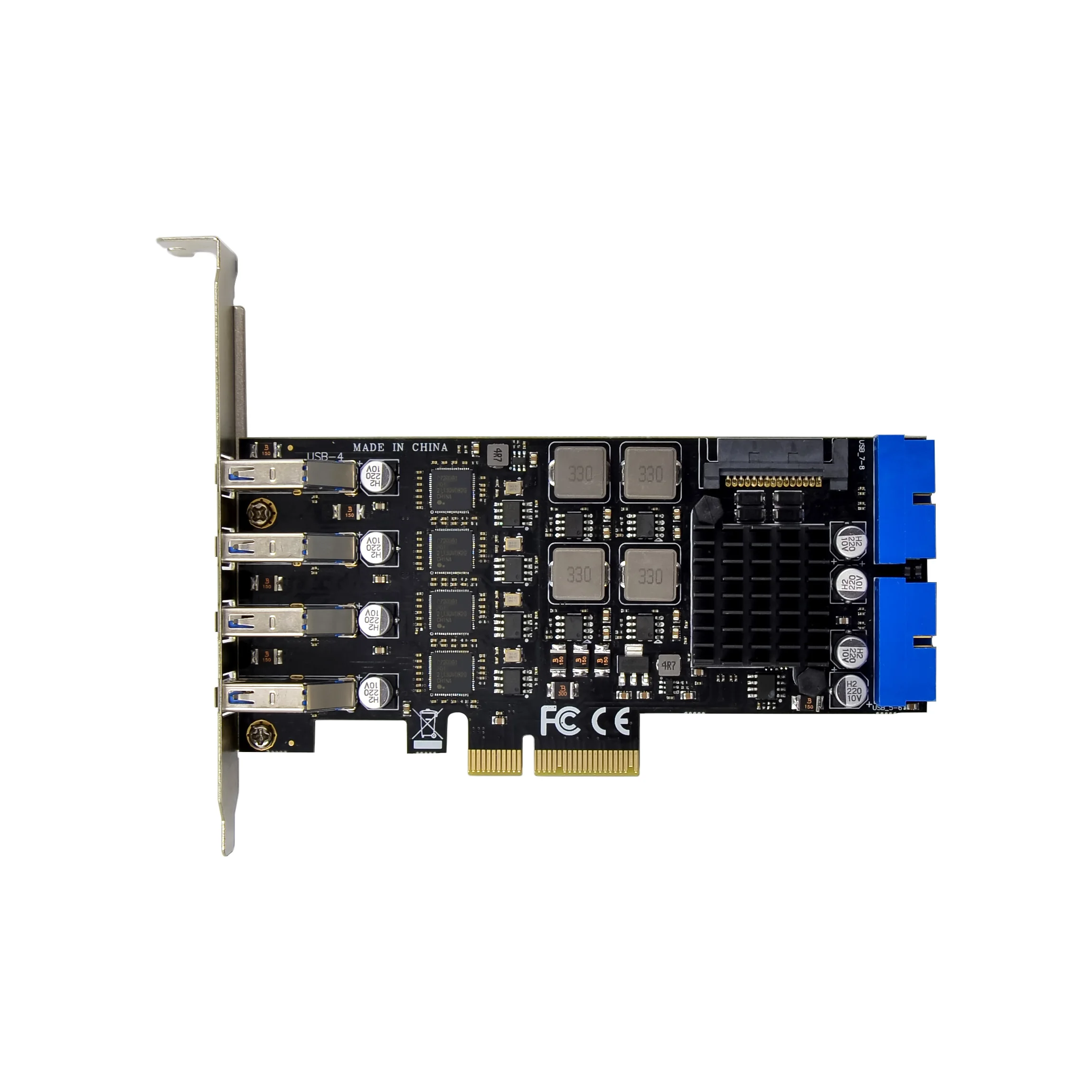 Sunweit st660factory em estoque pci-e x4 usb3.1 gen2 20 g/s auto-potência pcie 4 portas construir em cartão com 4 portas adicionais adicionais