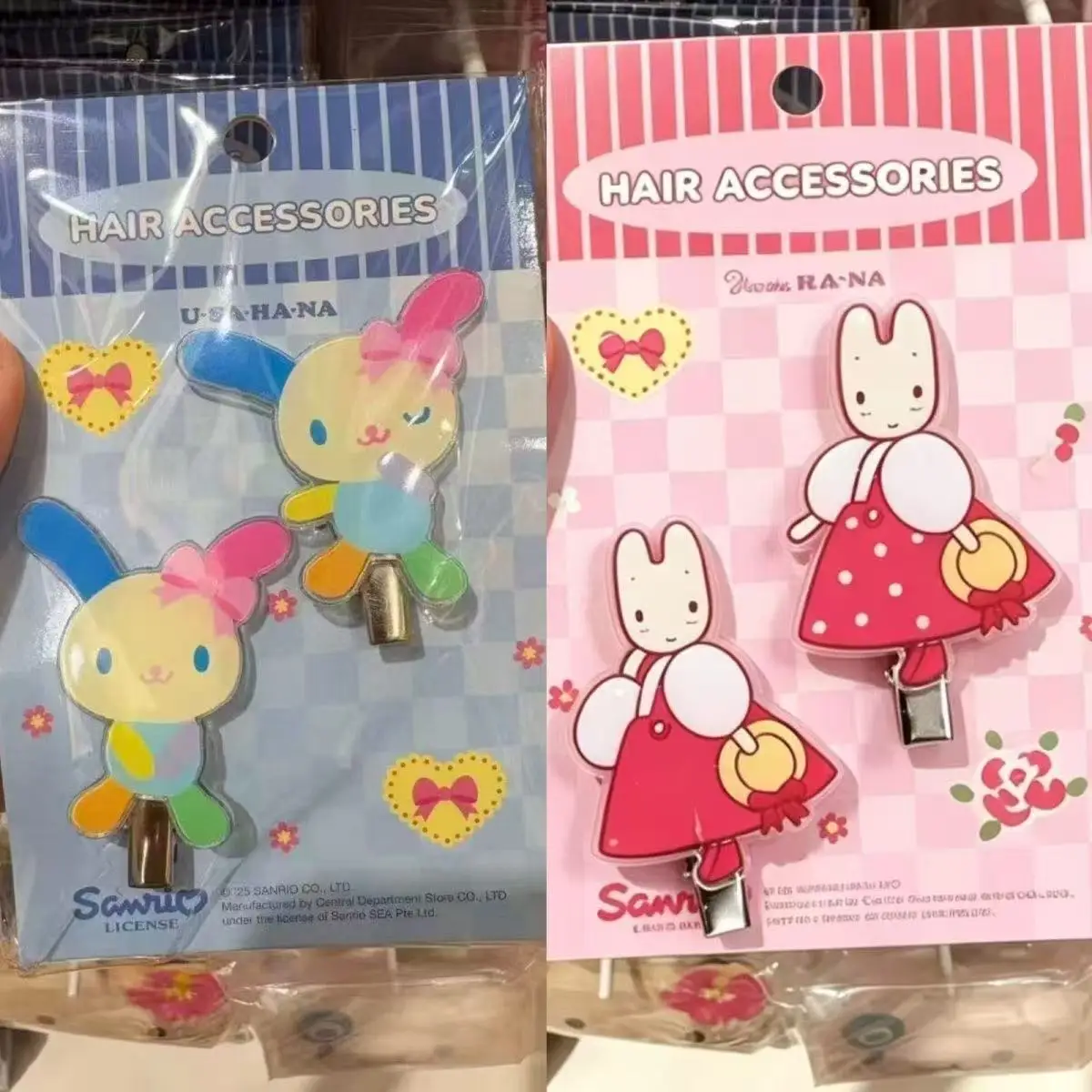 Juego de 2 Pinzas para el Cabello con Forma de Conejo para Mujer, Lindas Pinzas de Acrílico Sanrio Usahana y Marrón Crema, Joyería para el Cabello