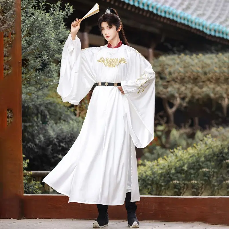 

Hanfu [Тигр и Феникс приносят удачу] Весна, лето и осень новые продукты династия Мин вышитый круглый вырез халат для мужчин