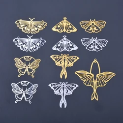 10pcs Brass Filigree hollow out Moth Butterfly Mermaid Charms Stainless steel Gold Color Pendant Diy Jelwery Earrings Making