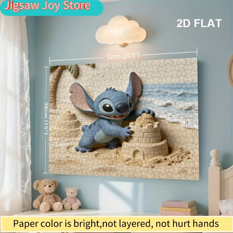 500 Pezzi Decorazioni per la Casa con Stampe di Disney Stitch e Topolino |   Puzzle 2D piatto, ideale per rompicapo per adulti, serate di gioco in famiglia, G