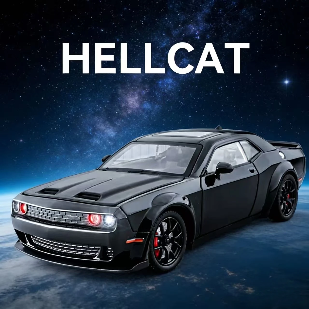 1:32 Scale Hellcat Challenger Die-cast Toy Vehicle, Pull-back Drive with Sound-Light Features