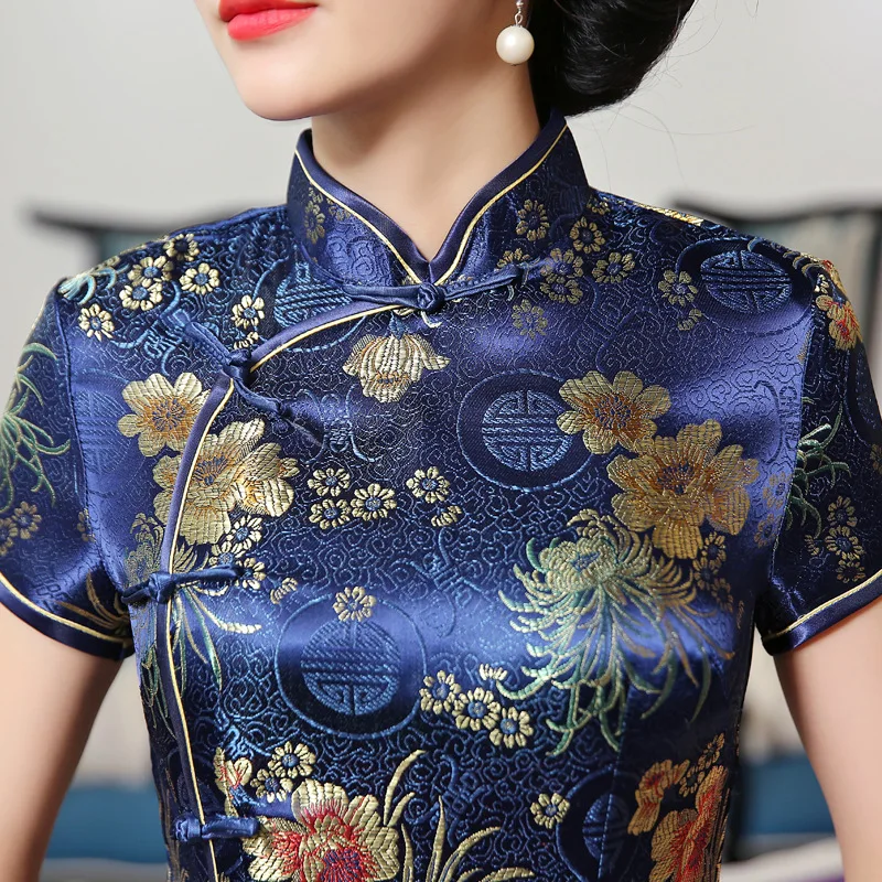 New Cheongsam Long Retro Improved Slim-Fitting Fashion Shaoshu Lady Mom Performance Wear