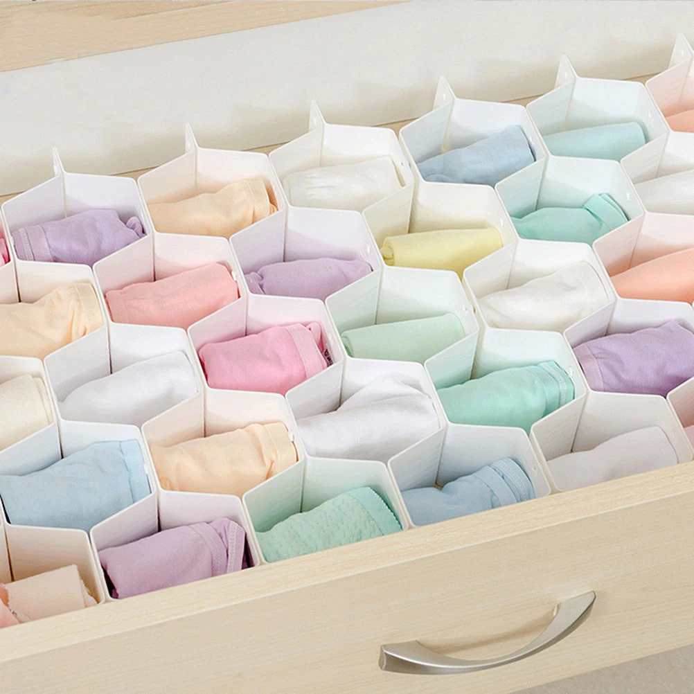 

4set Honeycomb Drawer Dividers Plastic Storage Grid Organizer Adjustable Closet Partition For Underwear Socks Bras Leggings