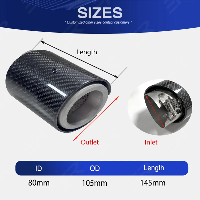 4 Pieces ER Cars Accessories Exhaust Real Carbon Fiber 105mm Out Muffler Tip System Pipe Modified Nozzle For BMW G90 G99 M5