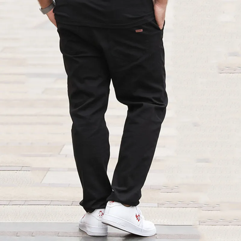 Large Size 48 50 Mens Straight Cut Cotton Slack Casual Trousers Khaki Black Long Pants