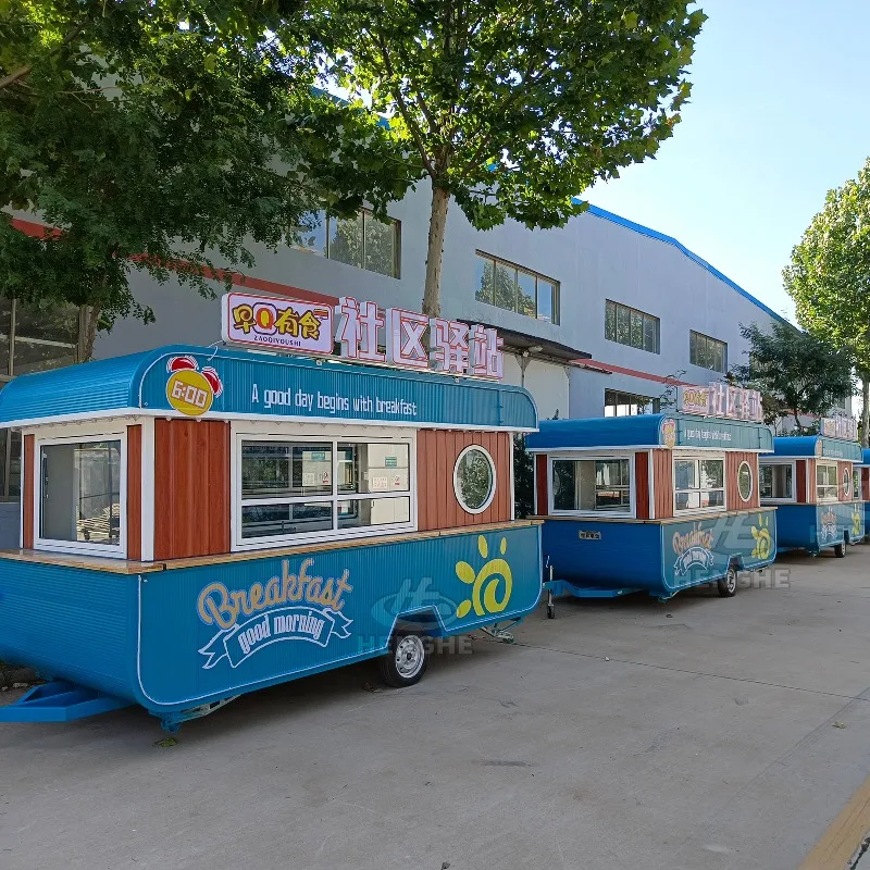 Source Factory Fully Equipped Pizza Bbq Mobile Kitchen Fast Food Cart Food Trailer Trucks Mobile bar for Sales