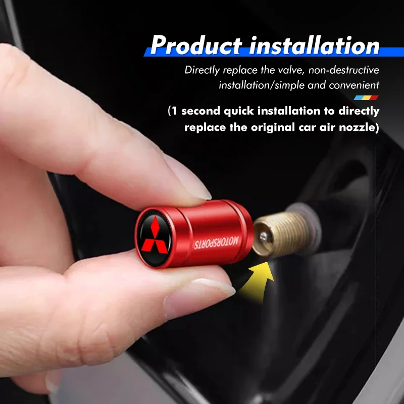 

4PCS Car Motorcycle Valve Caps for Mitsubishi All Models Eclipse Cross ASX Mirage Tire Stem Air Cover Universal Accessories