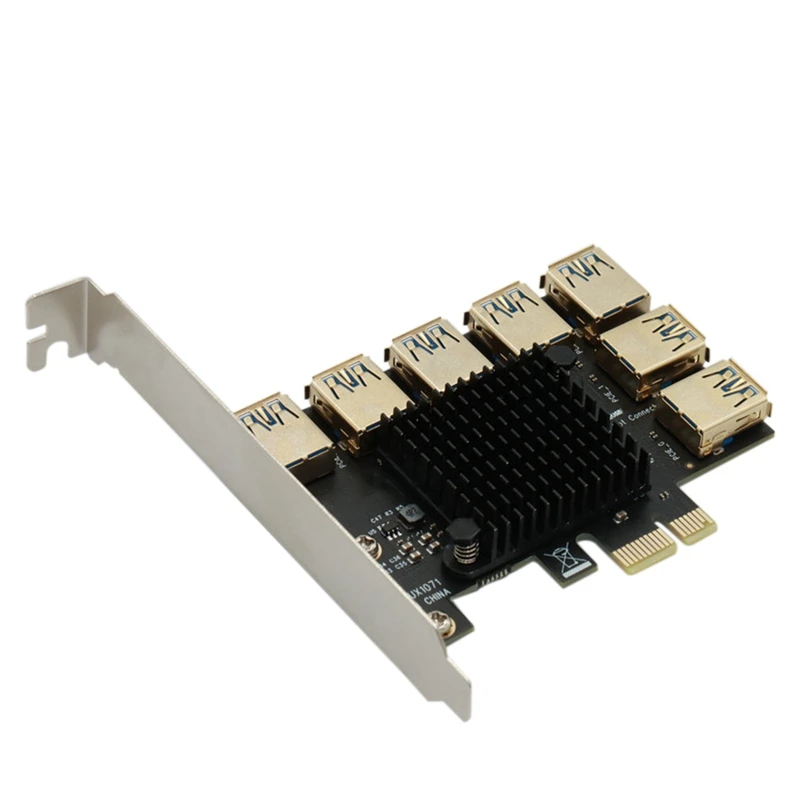 

PCIE 1 To 7 Adapter Card PCI Express Riser Card PCI-E Slot 1X To16x USB 3.0 Riser Extender For Video Card Miner Mining