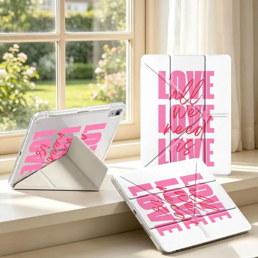 Tablet Case For Samsung Galaxy Tab A8 A11 S7 FE S10 Lite S8 A9 Plus S9 Plus With Pen Slot Cover Pink LOVE Letter