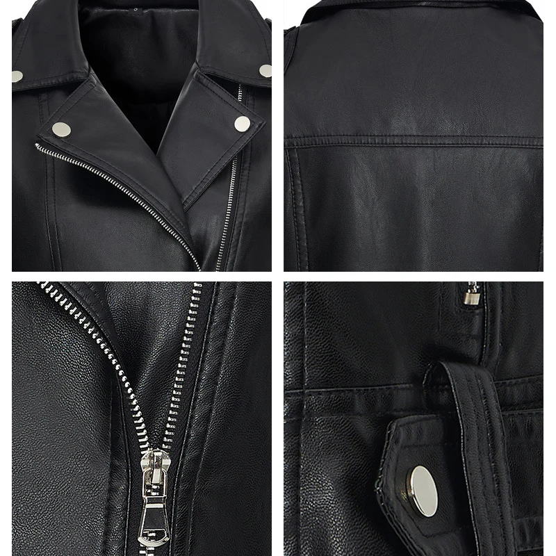 Fashion Suit Collar PU Leather Vest New Versatile Spot Delivery European American Zipper Design Style Women's Turn-down Jacket