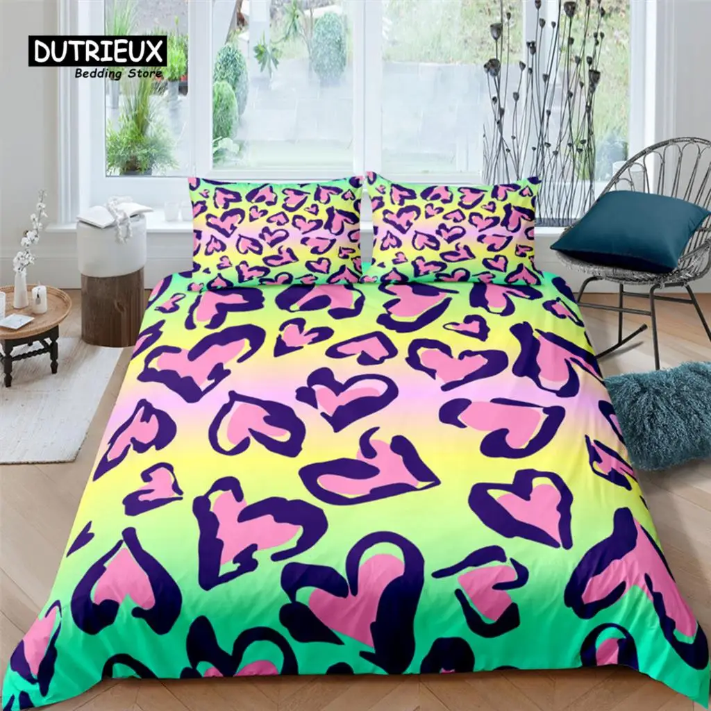 3D Colorful Heart Print Home Living Luxury 2/3Pcs Comfortable Duvet Cover PillowCase Bedding Sets Queen and King EU/US/AU Size