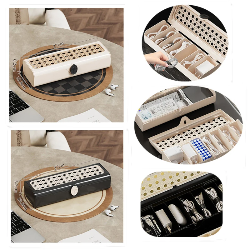 Data Cable Storage Box Retro Style Multifunction Desktop Organizer Mobile Phone Charging Cord Management Bag Case