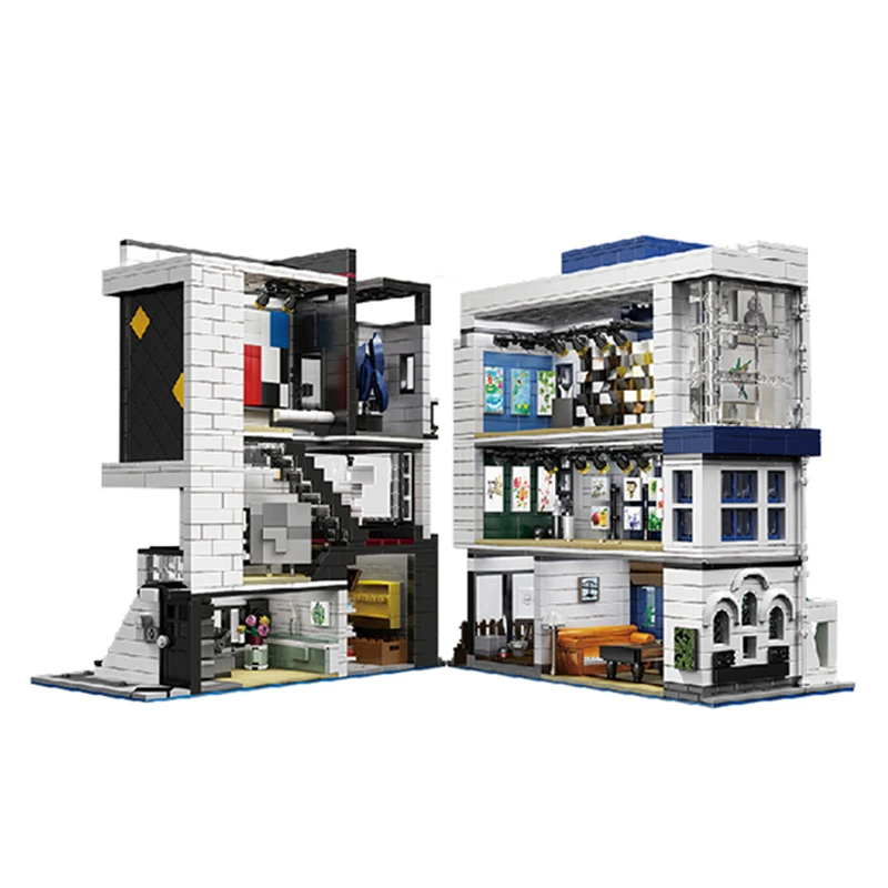 3536PCS City Street View Building Blocks Modular Architecture Model MOC-67005 Modern Art Gallery Toys for Childrens Boys Gifts