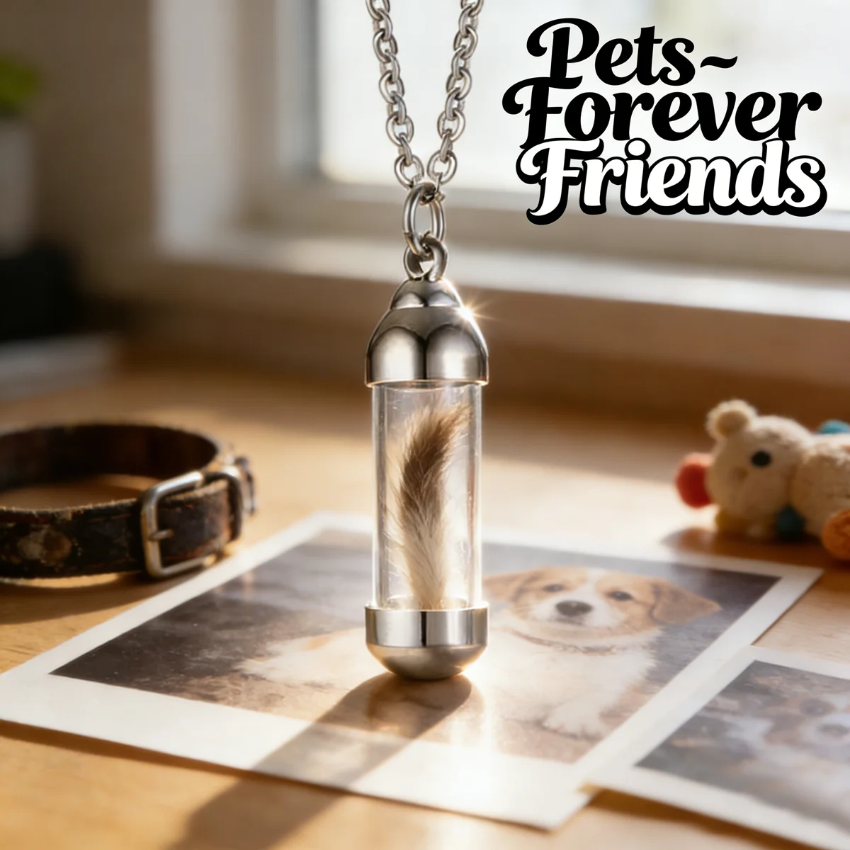 

Pet Bone Ash Necklace Cat & Dog Glass Pendant Memorial Items Stainless Steel Necklace For Storing Pet's Ashes After Cremation