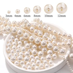 Glass White Pearl Beads Loose Round Pearls For Jewelry Making Diy Craft Earring Necklace 3mm 4mm 6mm 8mm 10mm 12mm