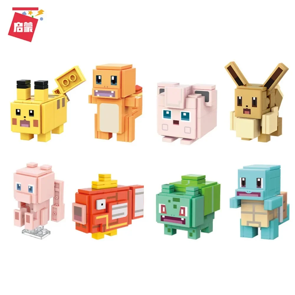 Keeppley pokémon blocos de construção brinquedo iluminação bonito pikachu charmander montagem combinação presentes natal populares da criança