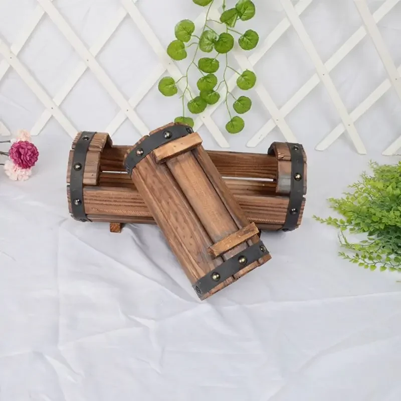 

New Carbonized Wooden Flower Pot Succulent Plant Potted Planter Container Outdoor Home Garden Decor