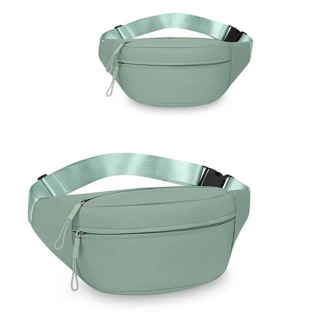 Casual Solid Color Waist Bag Double Layer Double Pocket Chest Bag Waterproof Crossbody Bag Travel