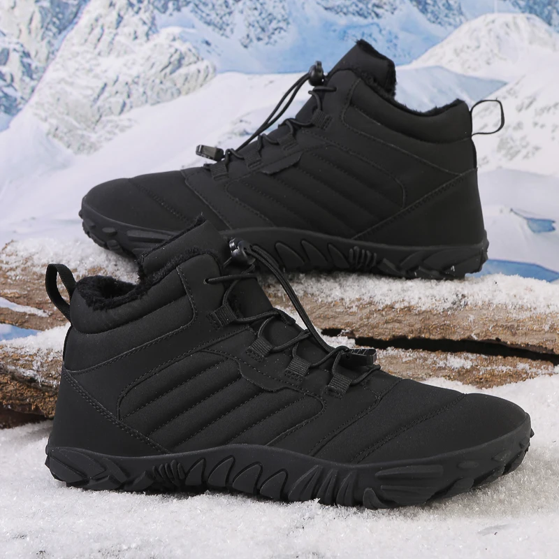 Men Snow BareFoot Casual Shoes New Winter Booties Outdoor Work Shoes Ladies Warm Fur Men Ankle Shoes Male Snow Boots Large Size