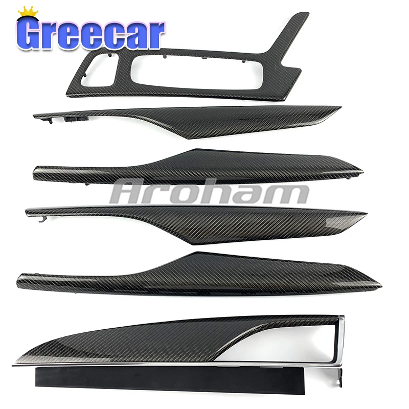 6pcs Carbon Fiber Auto Parts Center Console Interior Door Strip Trim Replacement Customized For Cadillac CT5 2019 2020 2021 2022