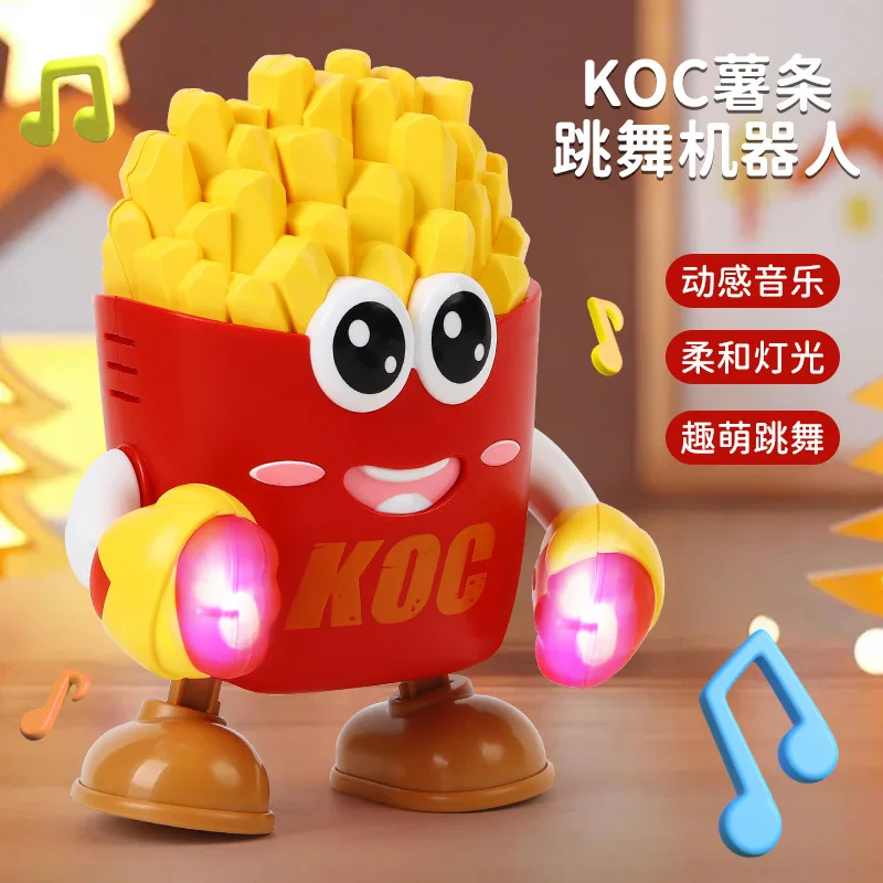 Zabawki elektryczne dla dzieci kreatywna zabawa tańczący robot z frytkami z oświetleniem muzyka tańczący słoń interaktywna zabawka prezent urodzinowy