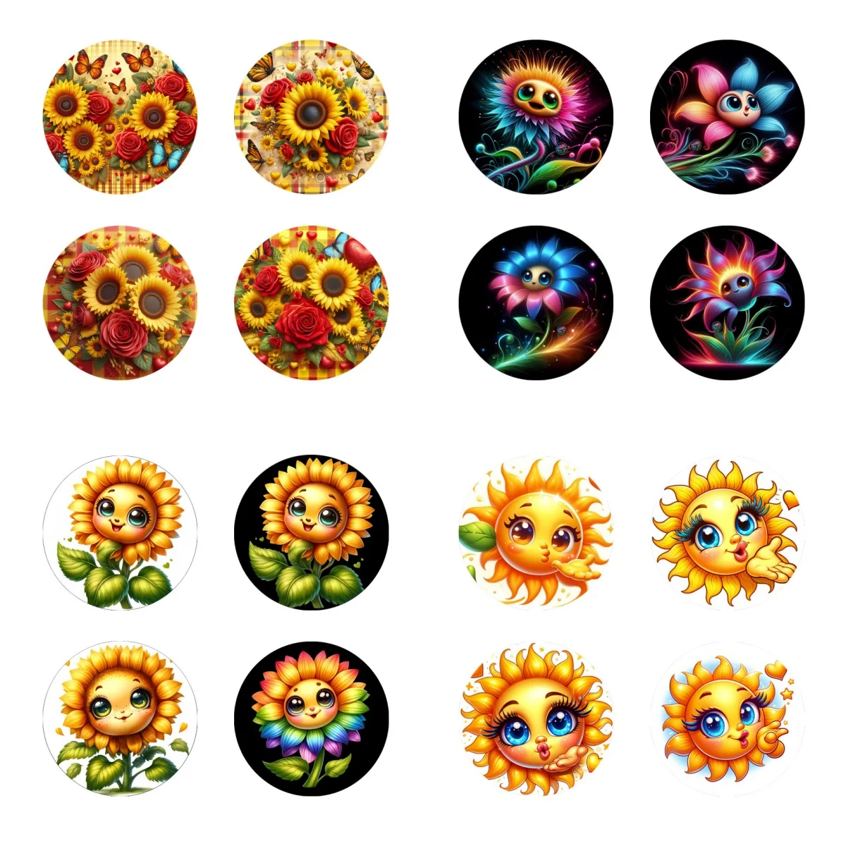 4pcs/set set of colorful sunflower art coasters, anti-slip wooden coasters, suitable for kitchen, office and party decoration