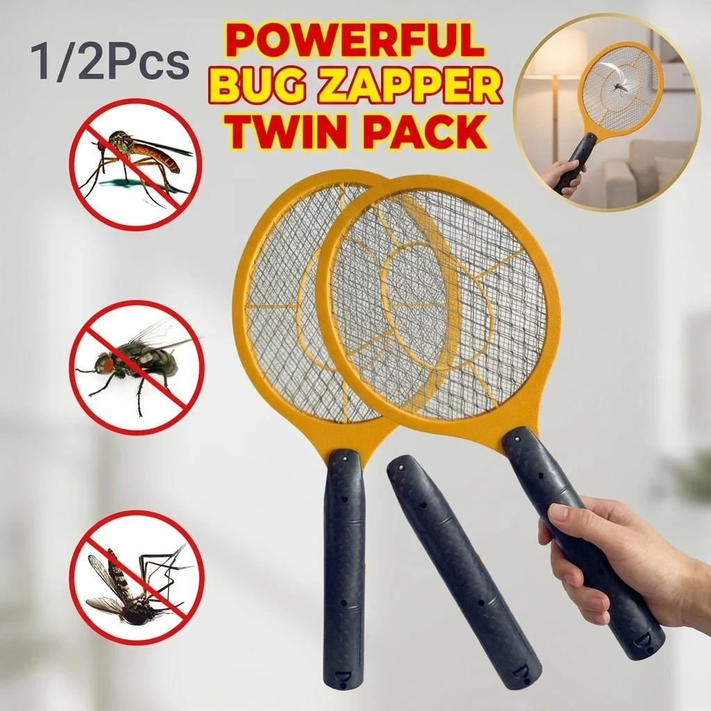 Fly Swatter Household Electric Mosquito Swatter Lightweight Outdoor/Indoor Mosquito Repellent Electric Shock Mosquito Swatter