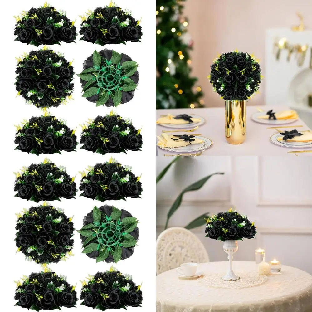 

Черные искусственные розы в форме шаров для украшения столов, набор из 6 штук для свадеб и домашних вечеринок