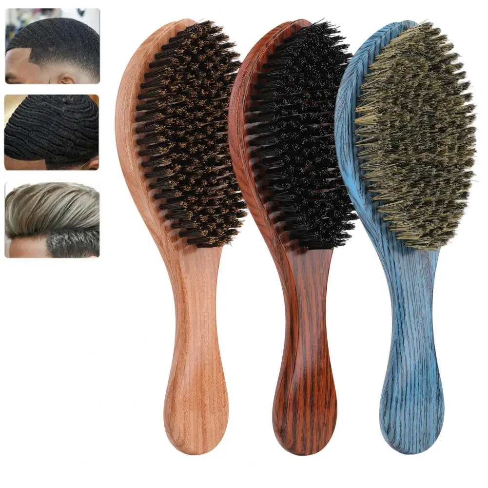 Boar Bristle Hair Brush Short Long Thin Thick Straight Curly Wet Dry Hair Comb with Ergonomic Handle Men Oil Head Mustache Beard