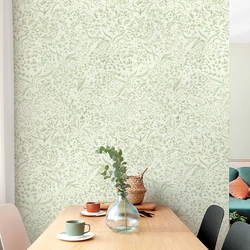Green Leaves Peel And Stick Wallpaper Fresh Flowers Self Adhesive Waterproof Wall Decor Contact Paper Retro Furniture Sticker