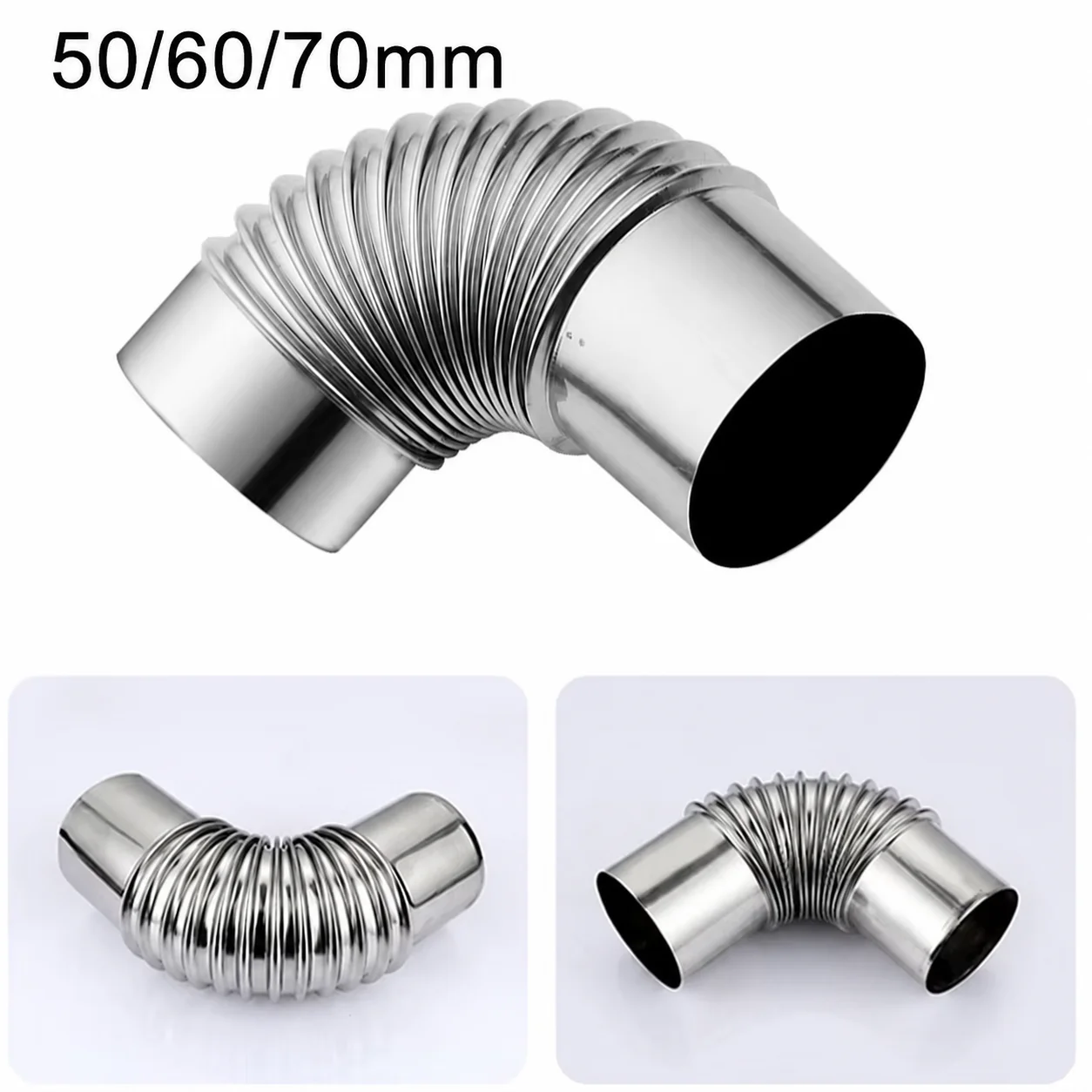 1pc Elbow Pipe Elbow Chimney Liner Bend Stainless Steel Multi Flue Stove Pipe 50/60/70mm  Gas Water Heater Exhaust Pipe Chimney
