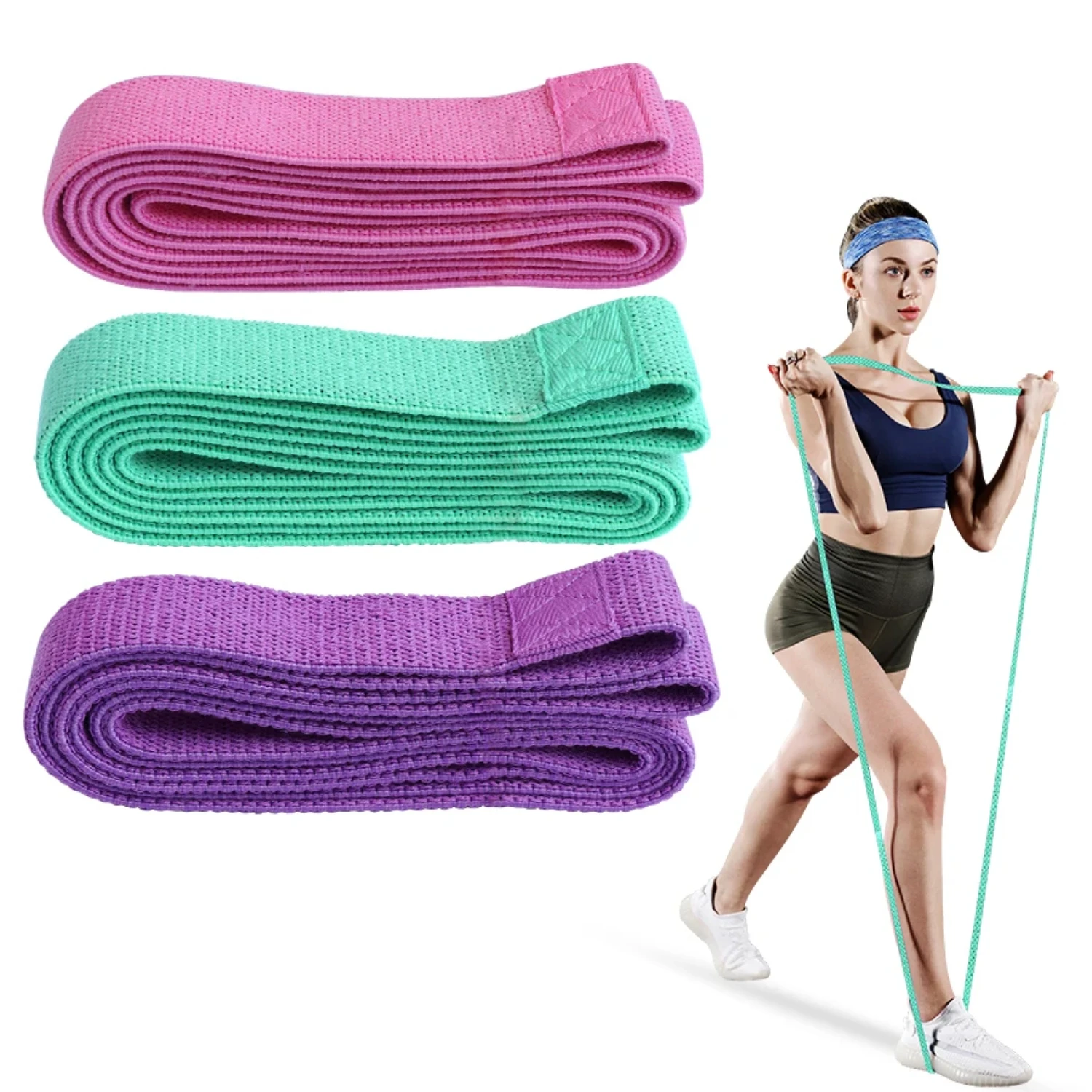 3Pcs Fabric Booty Long Resistance Bands Cloth Legs Butt Exercise Bands Elastic  Bands Fitness Workout Strength Training Loops