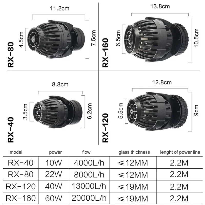ATMAN RX-40/80/20 Fish Tank Aquarium Wave Pump Coral Aquarium Flow Pump Submersible Adjustable Frequency Conversion