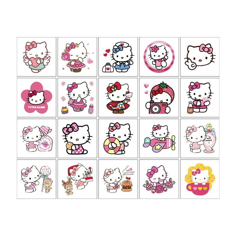 20Pcs/set Sanrio Kuromi Mymelody Tattoo Stickers Hello Kitty Cartoon Tattoo For Kids Birthday Gift Fake Children Art Tattoos Toy