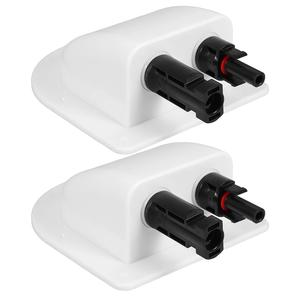 

2 Pcs Solar Connection Box Dual Cable Entry Gland Panels Marine Rv Accessory Abs Housing Roof Wire Glands